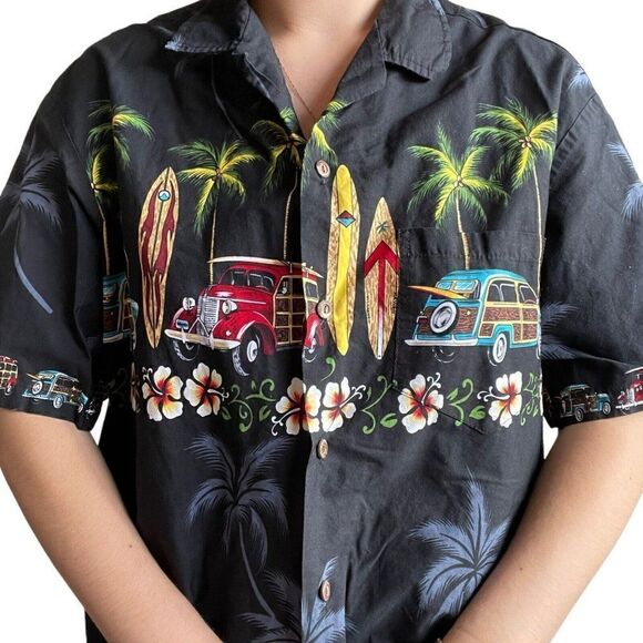 Vintage Hawaiian Togs Made in Hawaii Classic Car Tropical Floral Button Down M - Picture 8 of 8